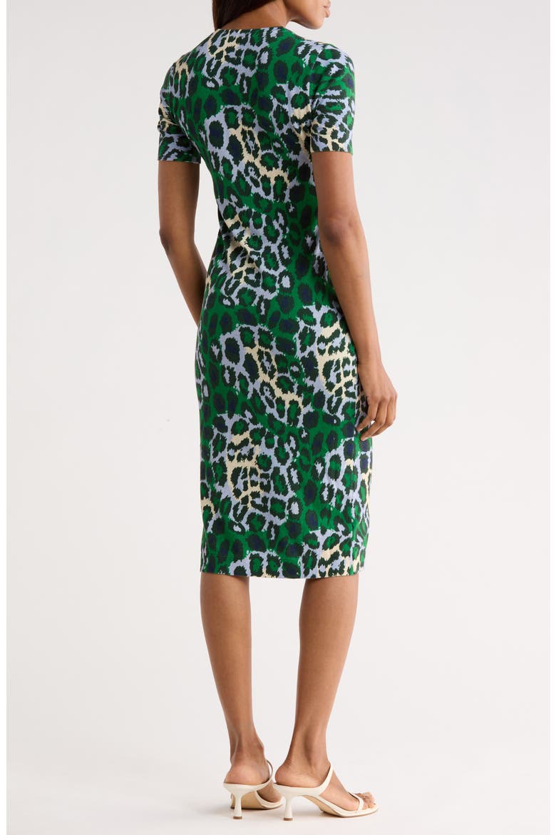 Florence Short Sleeve Cotton & Silk Midi Dress, Alternate, color, JUNGLE CAT LARGE PRINTED