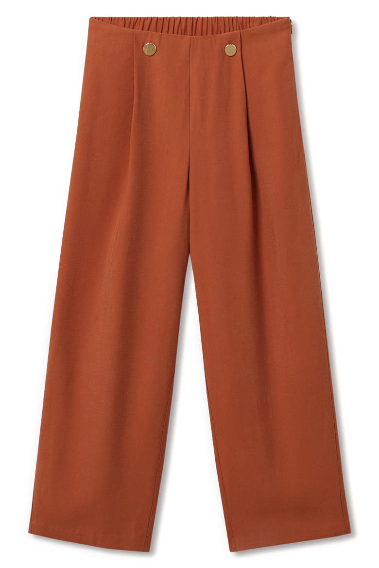 Button Detail Crop Pants, Alternate, color, BURNT ORANGE