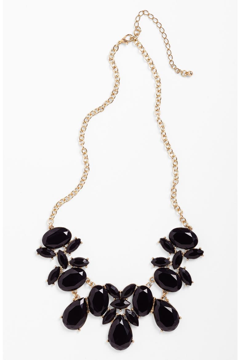 Stone Bib Necklace, Main, color, BLACK
