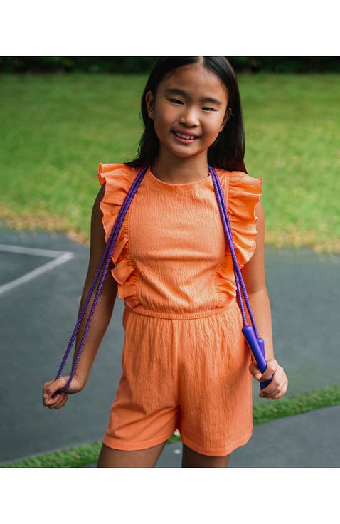 Girls Sleeveless Ruffle Knit Romper