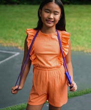 Lands' End Girls Sleeveless Ruffle Knit Romper