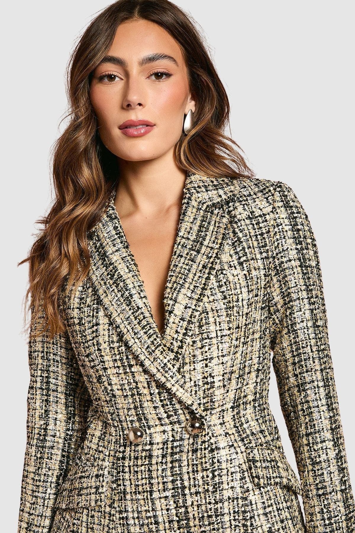 Sequin Tweed Fitted Blazer - image 2