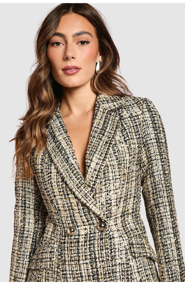 Coast Sequin Tweed Fitted Blazer, Alternate, color, Mono