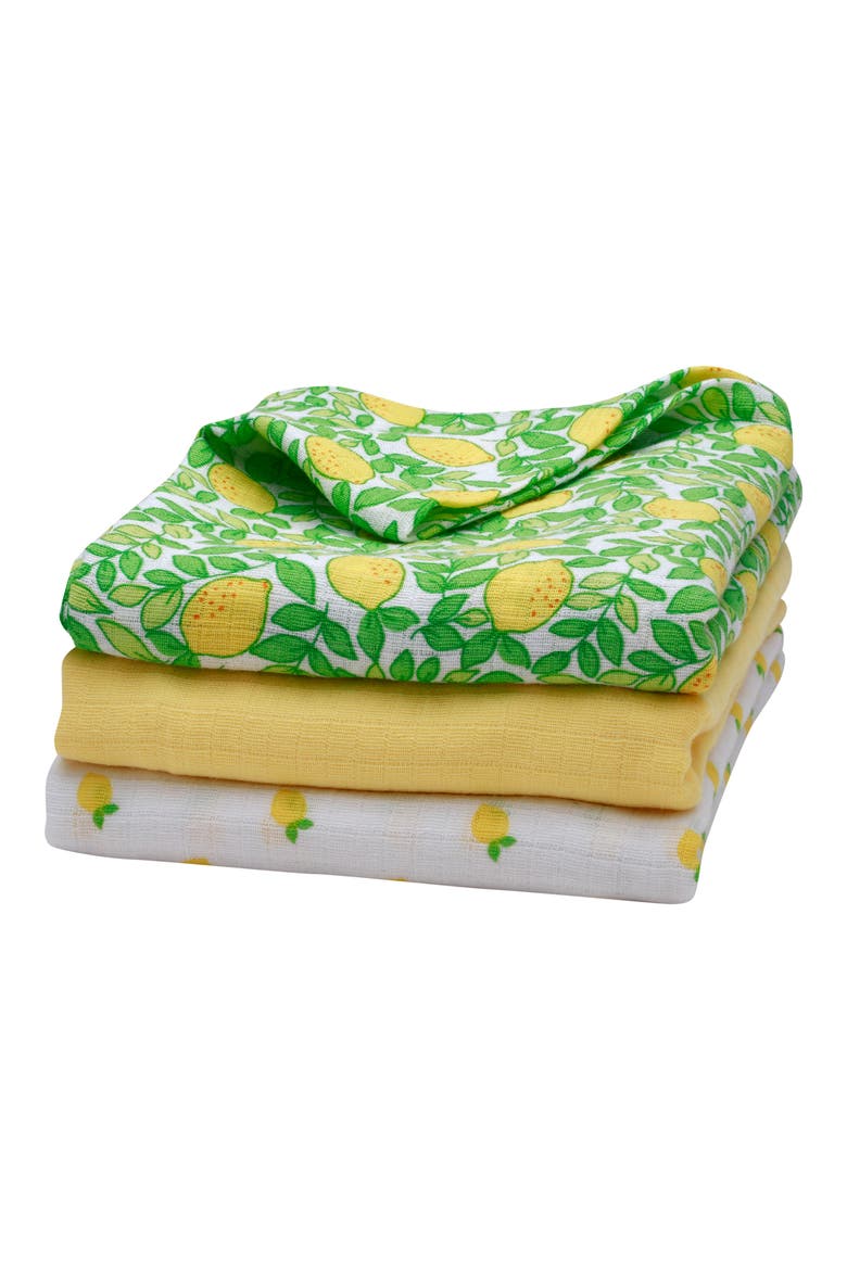 Lemon Print 3-Pack Assorted Swaddle Blanket Set, Alternate, color, YELLOW