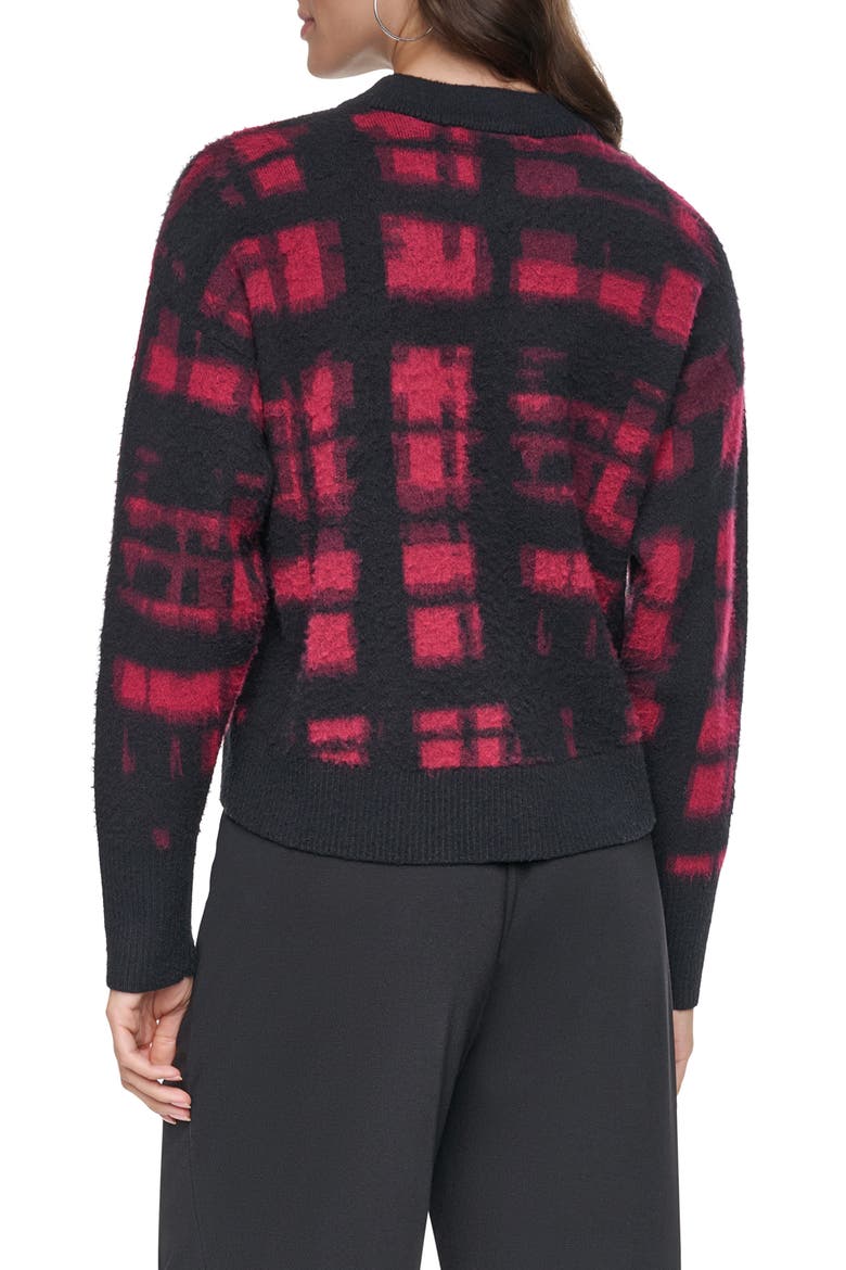 Plaid Crewneck Sweater, Alternate, color, CRNBRY/ BLK