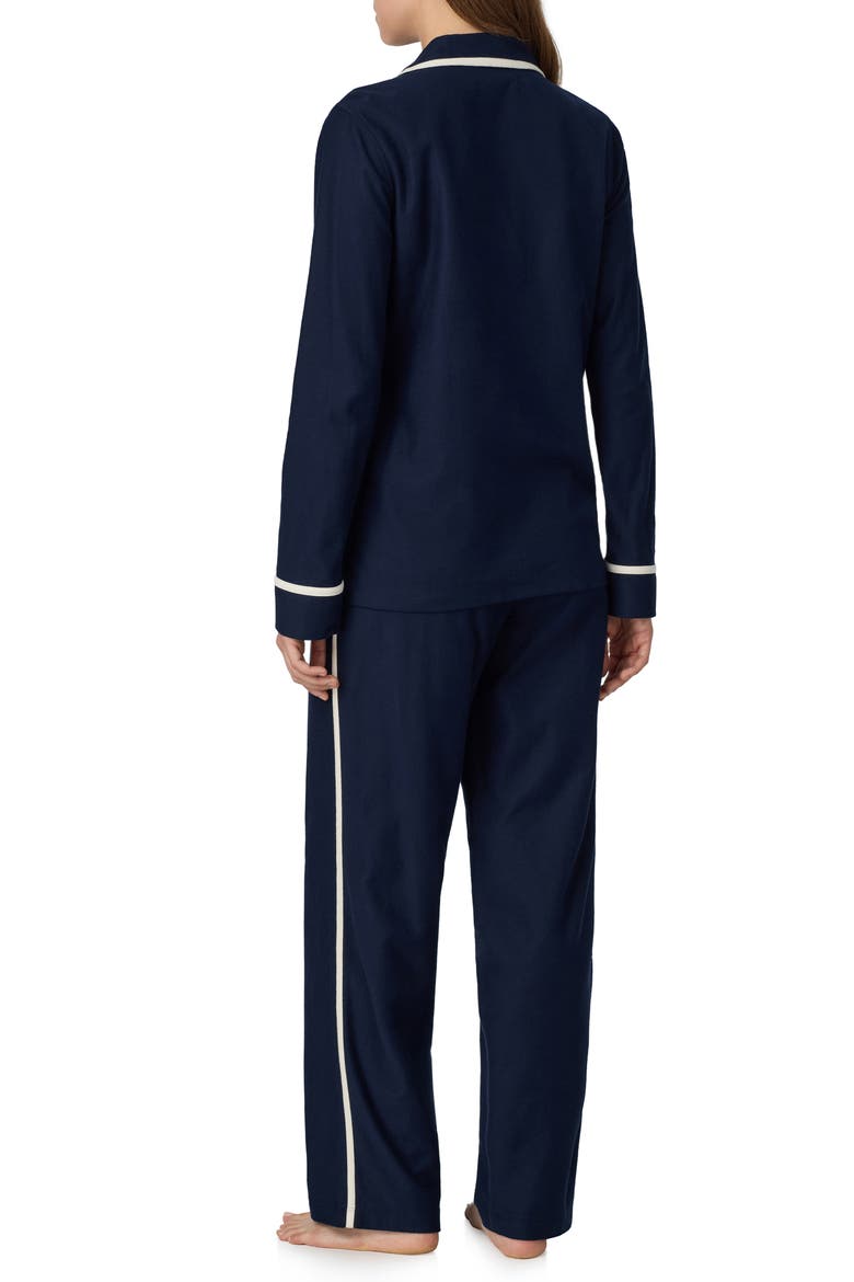 Notch Collar Cotton Pajama Set, Alternate, color, NAVY