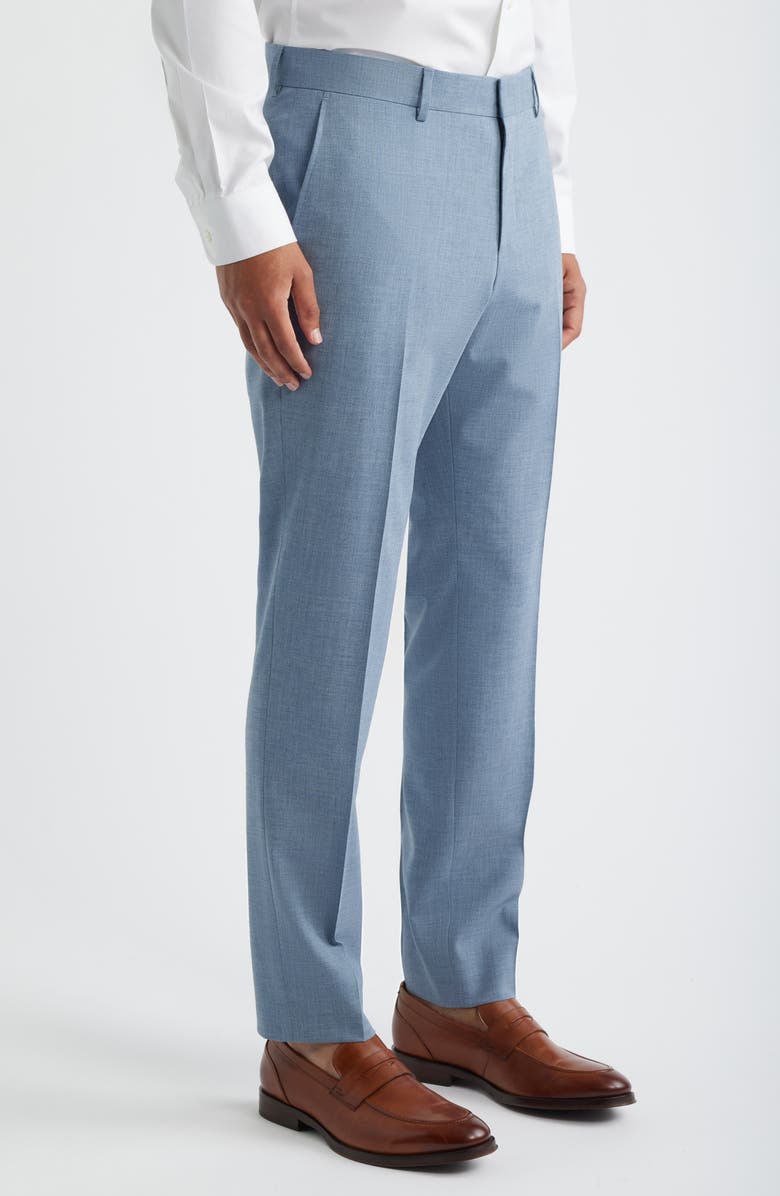 BOSS Genius Slim Fit Flat Front Virgin Wool Blend Dress Pants, Alternate, color, Open Blue