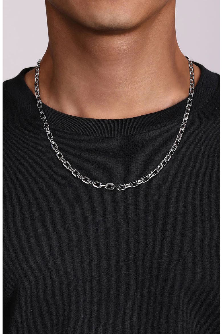 Men's Sterling Silver Faceted Link Chain Necklace, Alternate, color, STERLING SILVER