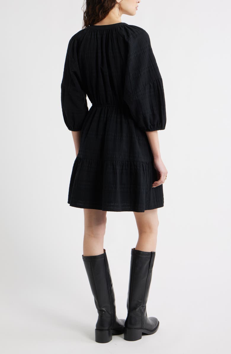 Treasure & Bond Button Front Cotton Seersucker Dress, Alternate, color, Black