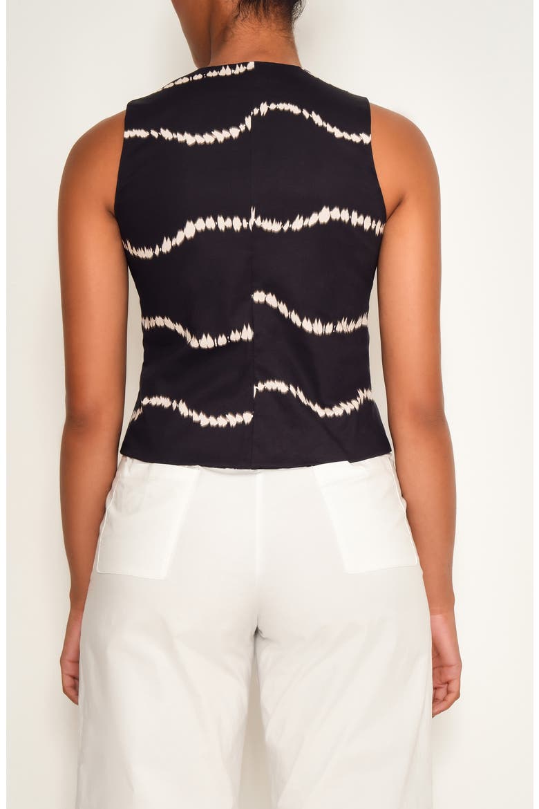 Cliff Tie Dye Cotton Tie Front Top, Alternate, color, BLACK WAVES