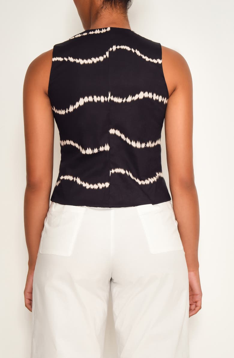 The Lulo Project Cliff Tie Dye Cotton Tie Front Top, Alternate, color, Black Waves