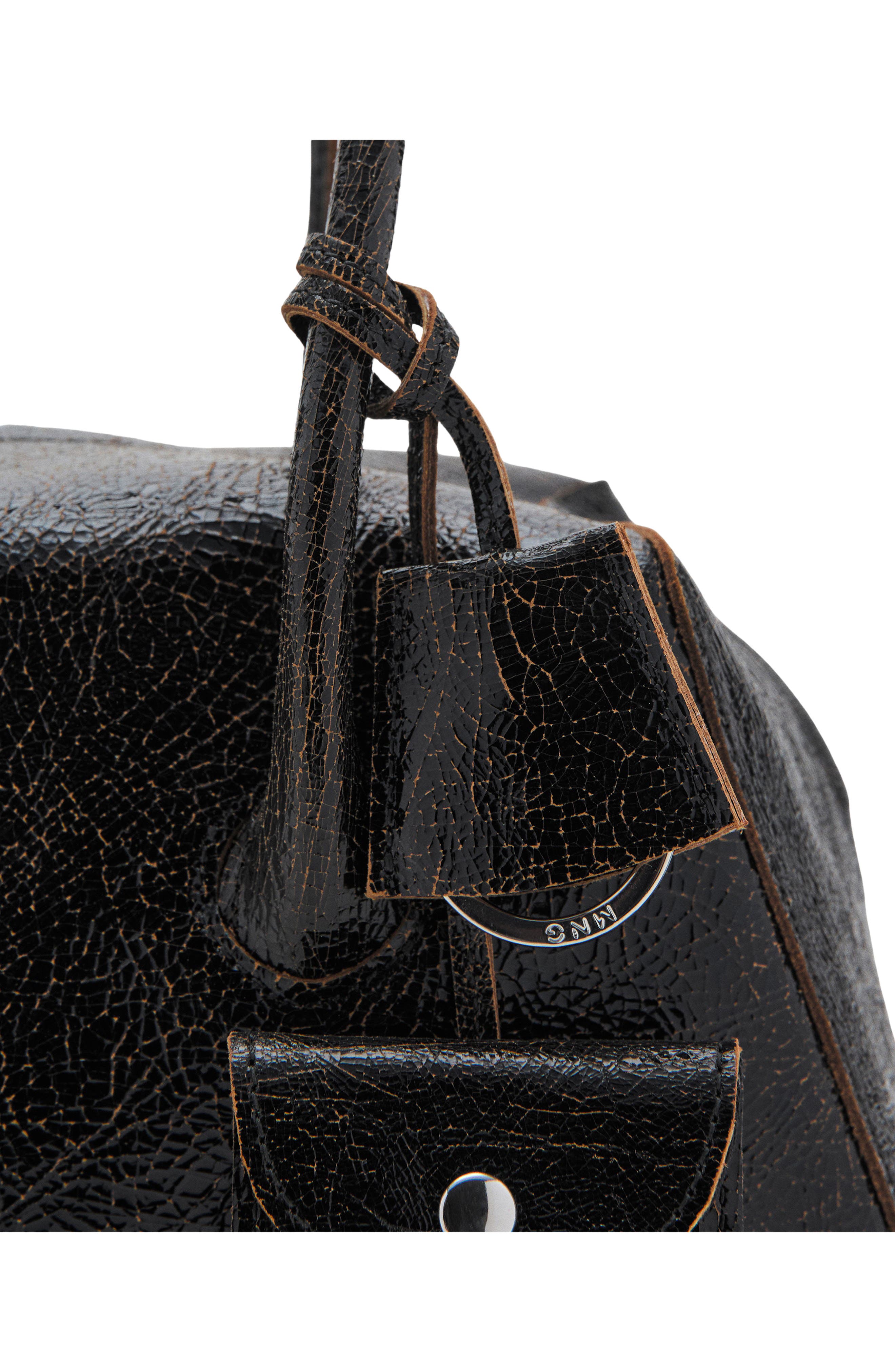 MANGO Leather Shoulder Bag, Alternate, color, Black