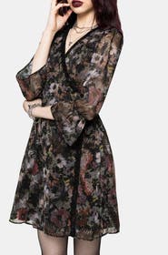 Disturbia Mortua Grunge Floral Print Mini Dress