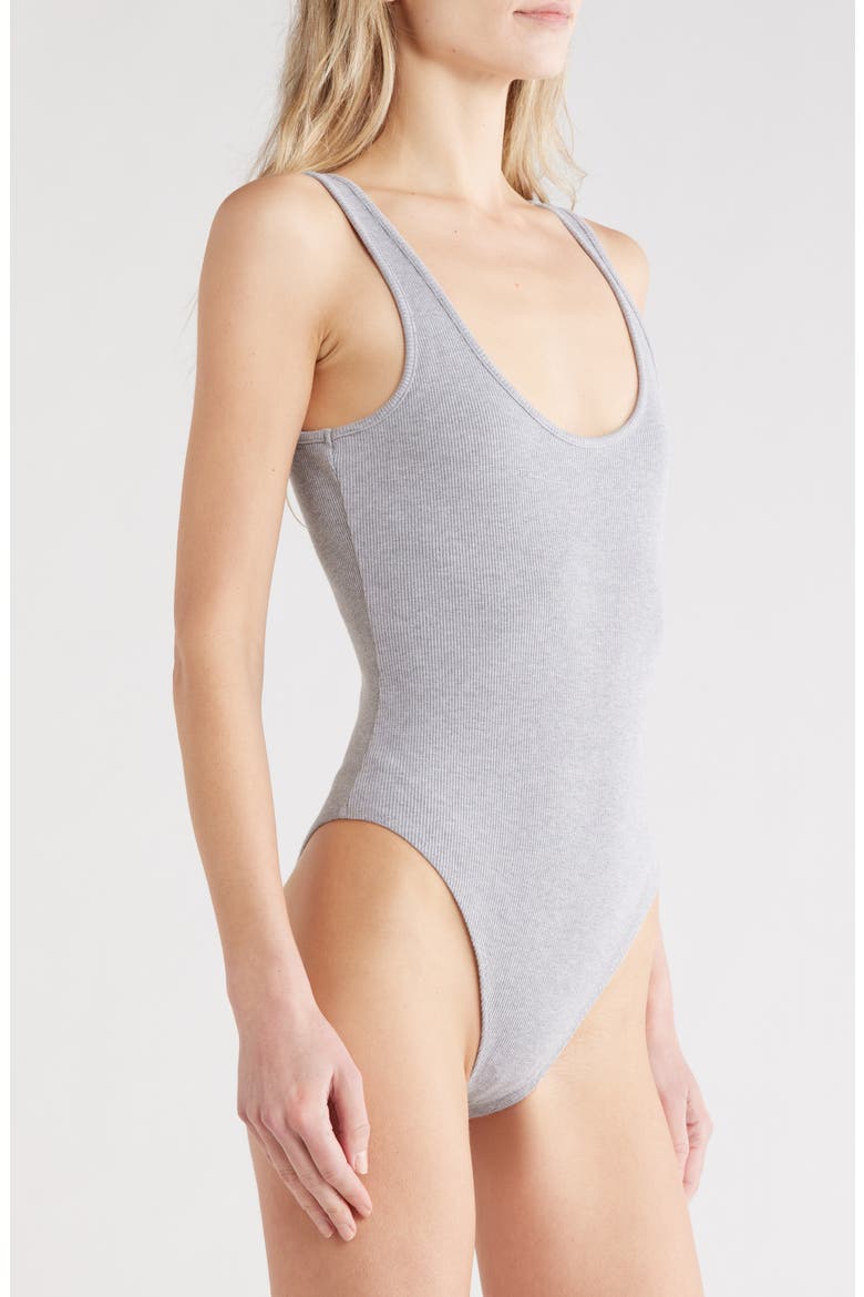 Nica Scoop Neck Tank Bodysuit, Alternate, color, HEATHER GREY