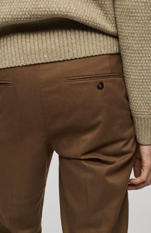 Mango Regular Fit Flat Front Twill Chinos In Brown