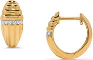 H.J. Namdar Textured 14K Gold Diamond Huggie Hoop Earrings