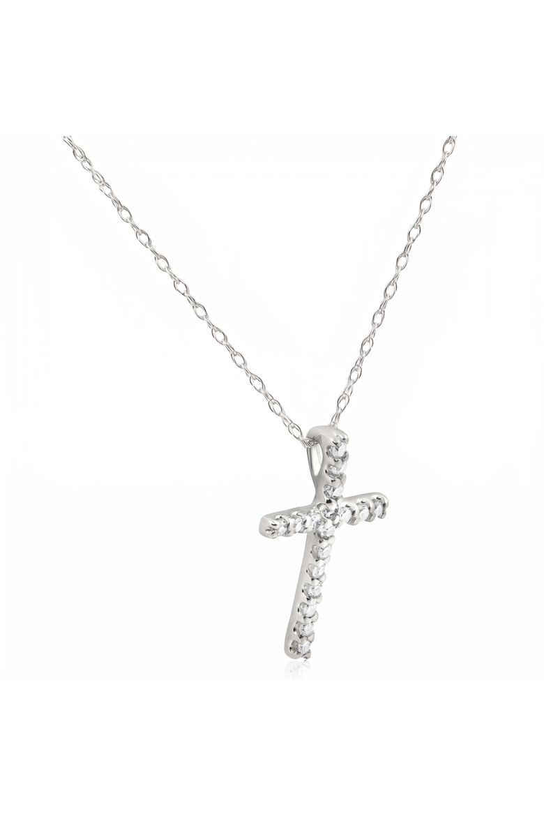 1/10ct Diamond Cross Pendant 10K Gold 1/2" Tall Lab Grown, Alternate, color, 10k White Gold