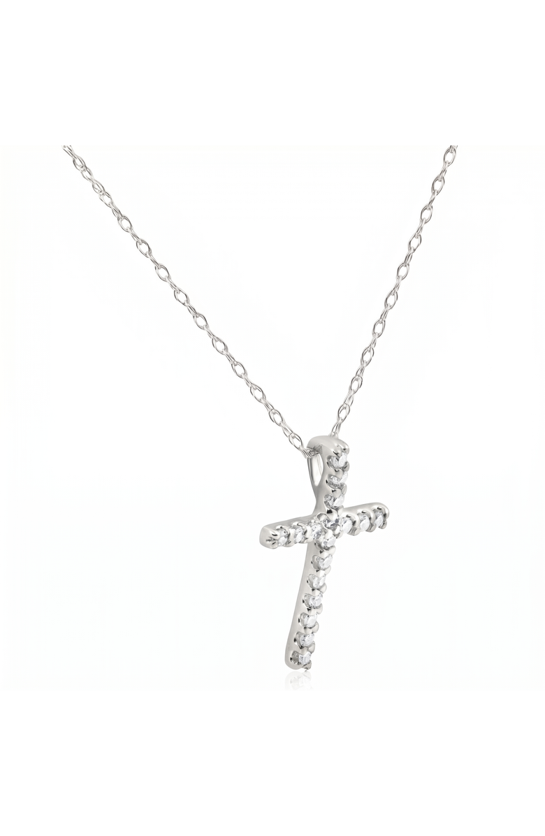 Bliss Diamond 1/10ct Diamond Cross Pendant 10K Gold 1/2" Tall Lab Grown, Alternate, color, 10K White Gold