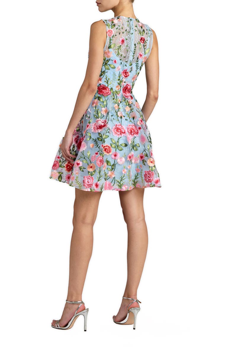 Floral Embroidered Sleeveless A-Line Mini Dress, Alternate, color, Powder Blue Multi