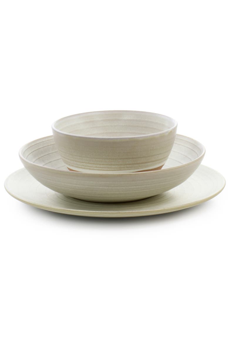 Gibson Elite 12 Piece Dreamweaver Round Earthenware Dinnerware Set, Alternate, color, White