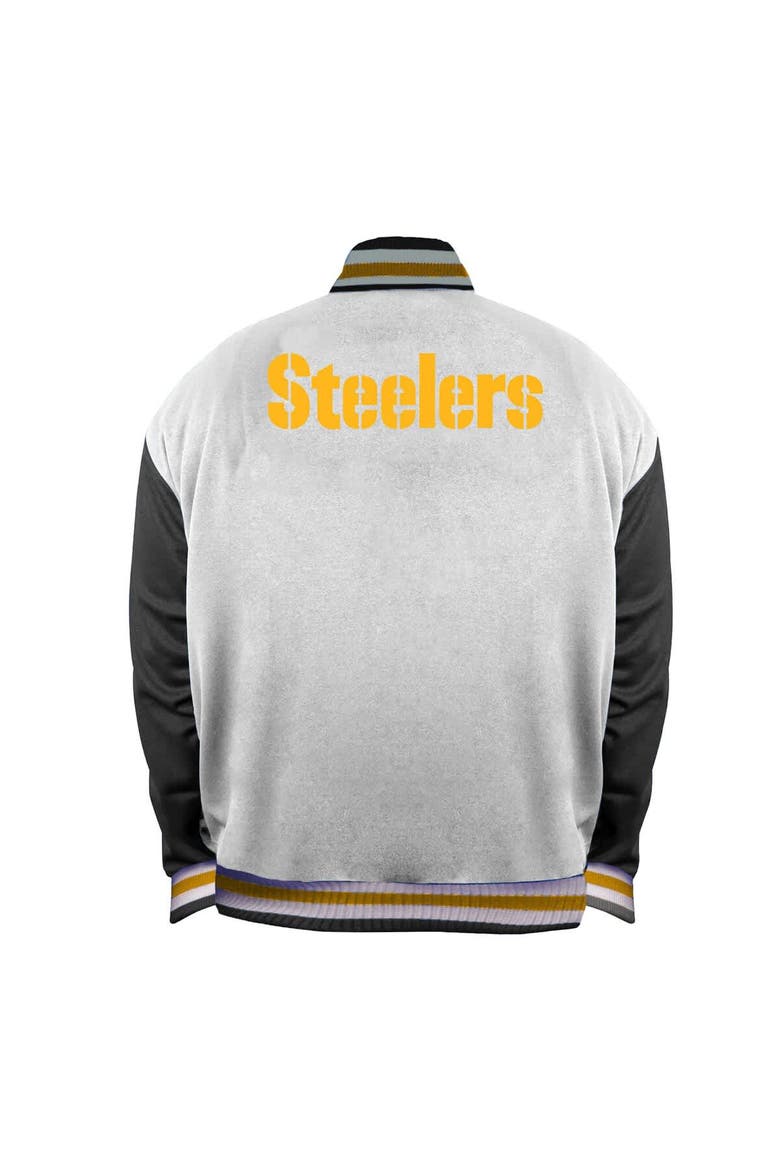 Women's Mitchell & Ness White Pittsburgh Steelers Plus Size Full-Snap Satin Jacket, Alternate, color, White