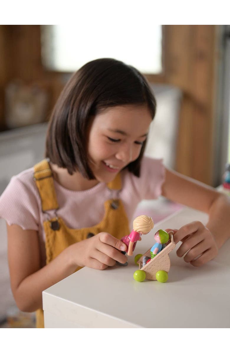 HABA Little Friends Mom Melanie and Baby Liam Dollhouse Figures with Stroller, Alternate, color, Multi