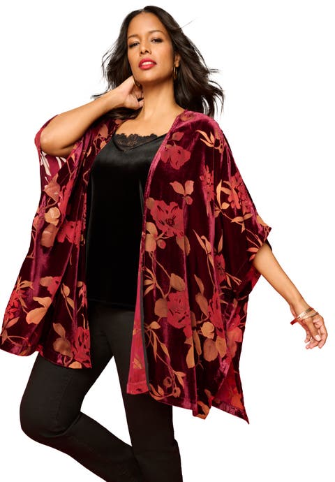 Plus Size Burnout Velvet Wrap