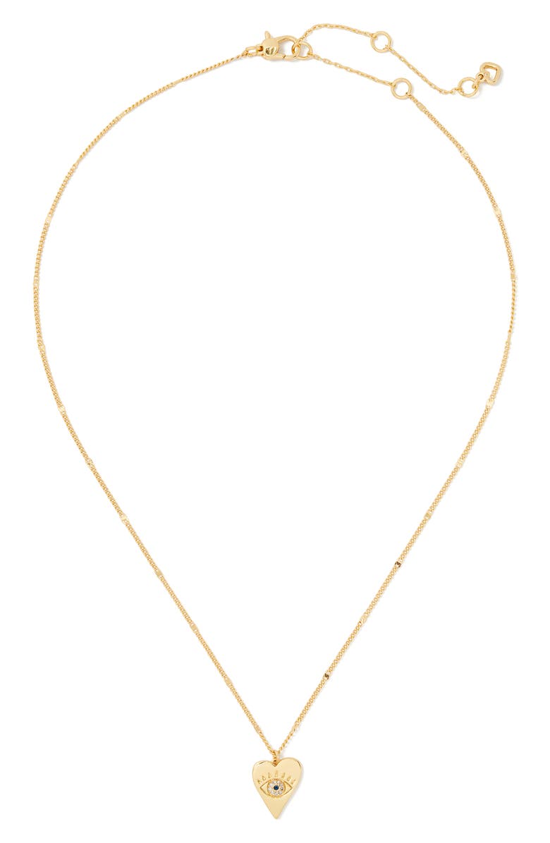 Kate Spade New York wishes evil eye heart pendant necklace, Alternate, color,