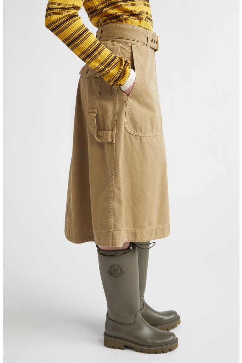 Belted Cotton A-Line Skirt, Alternate, color, BEIGE