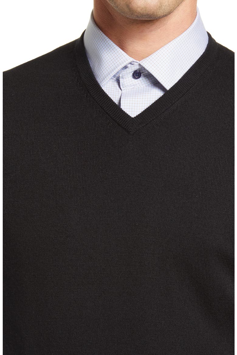 Crown Soft Merino Wool & Silk Sweater Vest, Alternate, color, BLACK