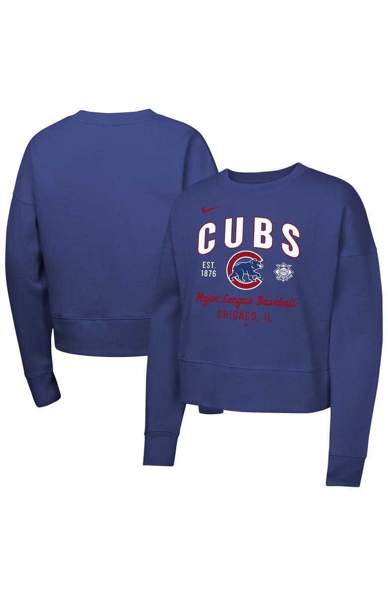 Nike Girls Youth Nike Royal Chicago Cubs Fleece Sweatshirt, Main, color, Royal