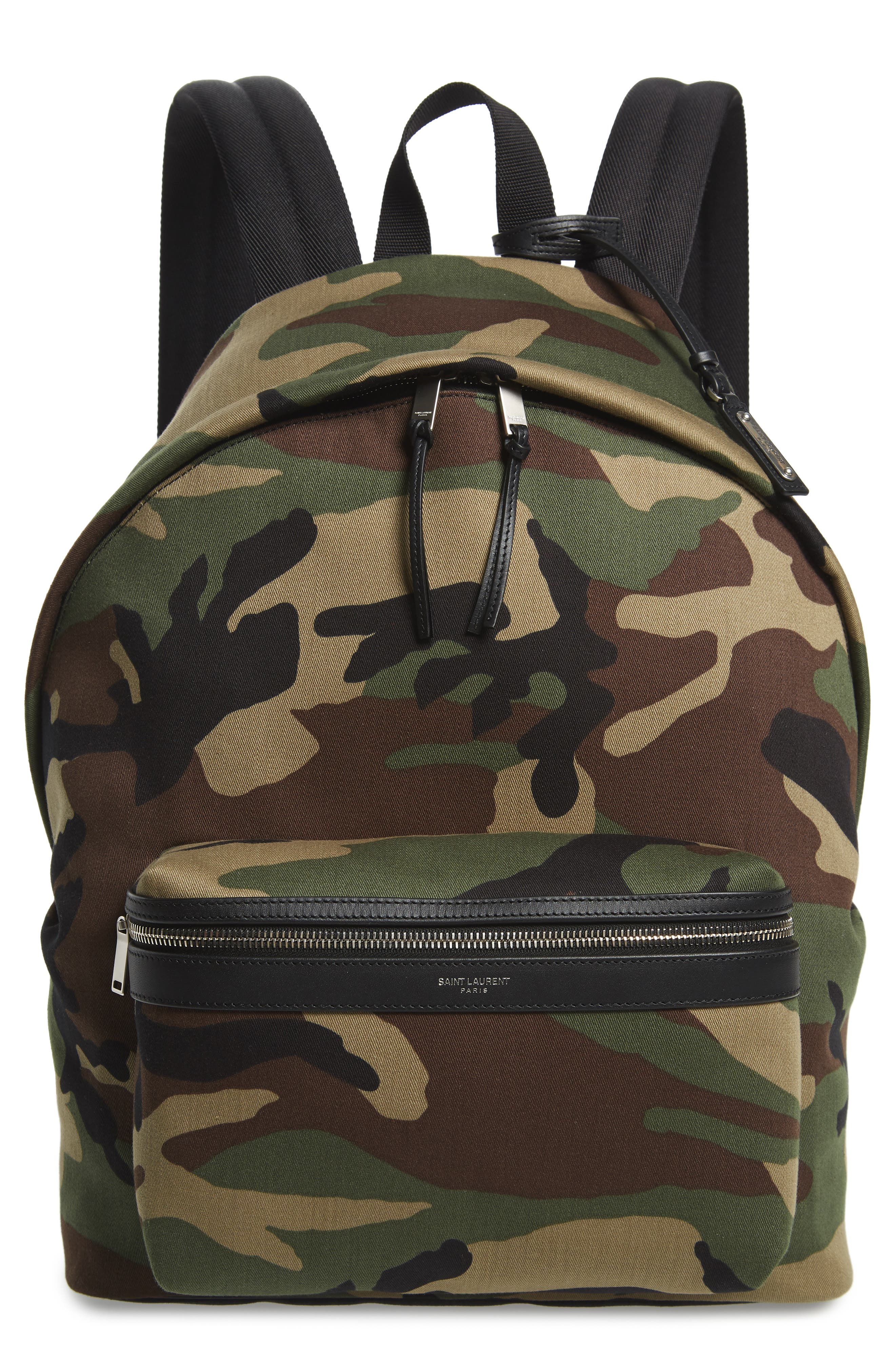 Saint Laurent Camo City Backpack, Main, color, 