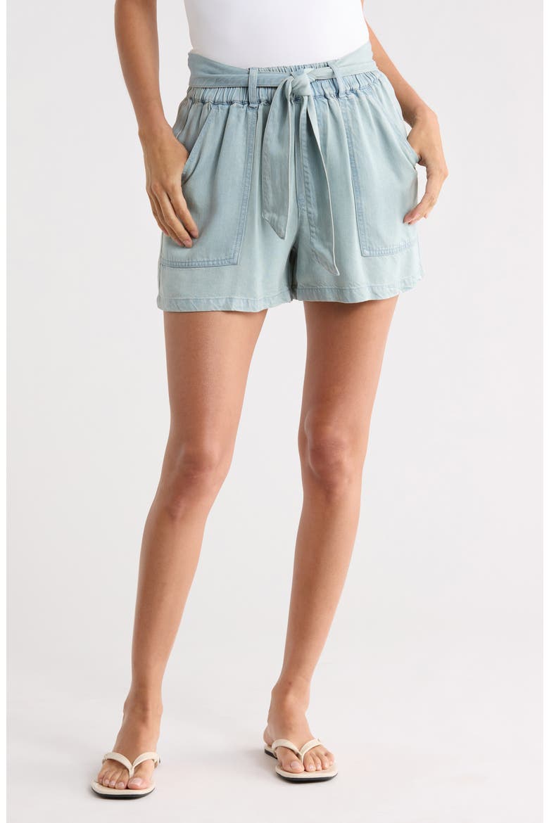 Atlanta Bow Tied Chambray Shorts, Main, color, INDIGO PALE BLUE WASH