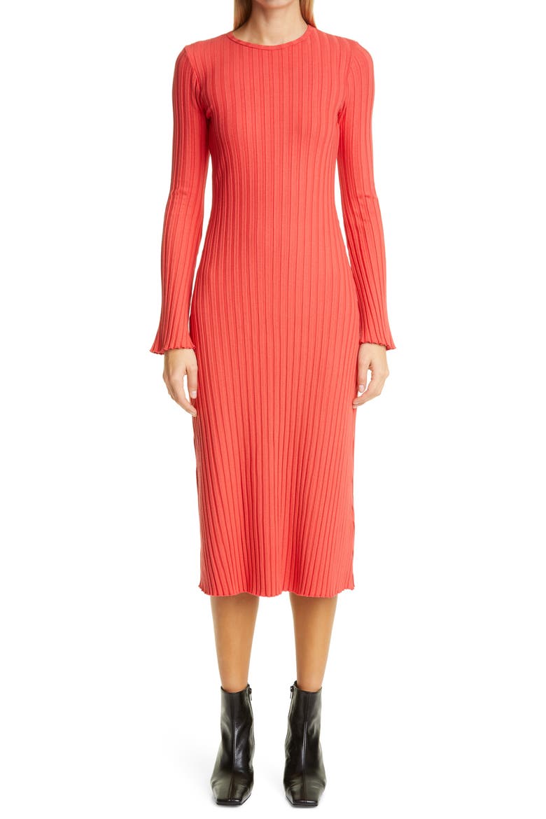 RIB by Simon Miller Wells Long Sleeve Midi Dress, Main, color, RETRO RED