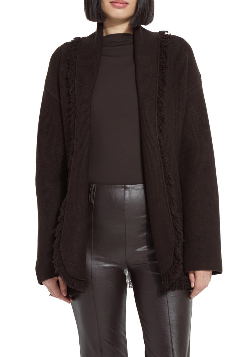 Dixie Fringe Belted Cardigan, Alternate, color, DOUBLE ESPRESSO