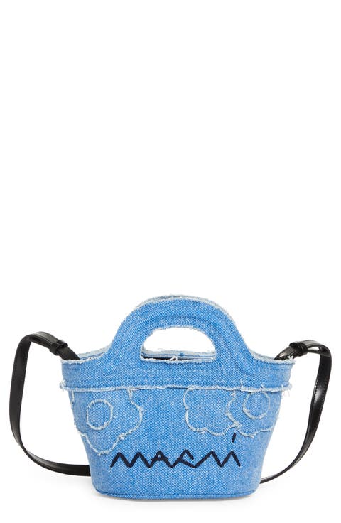 Micro Tropicalia Logo Embroidered Denim Bucket Bag