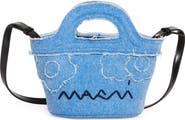 Marni Micro Tropicalia Logo Embroidered Denim Bucket Bag