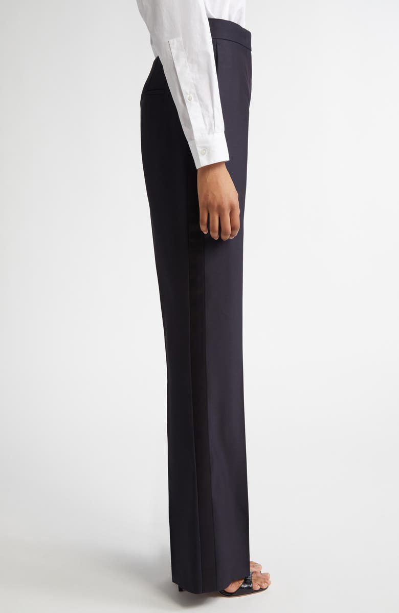 Max Mara Delfino Long Virgin Wool & Silk Flare Leg Trousers, Alternate, color, Midnight Blue