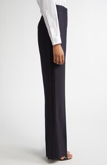 Max Mara Delfino Long Virgin Wool & Silk Flare Leg Trousers