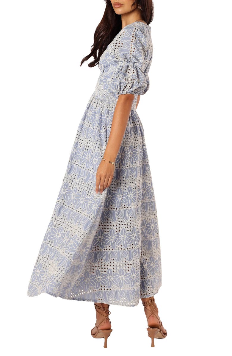 Tani Eyelet Puff Sleeve Cotton Blend Maxi Dress
