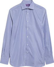 Ralph Lauren Purple Label Basic Bengal Stripe Cotton Poplin Button-Up Shirt
