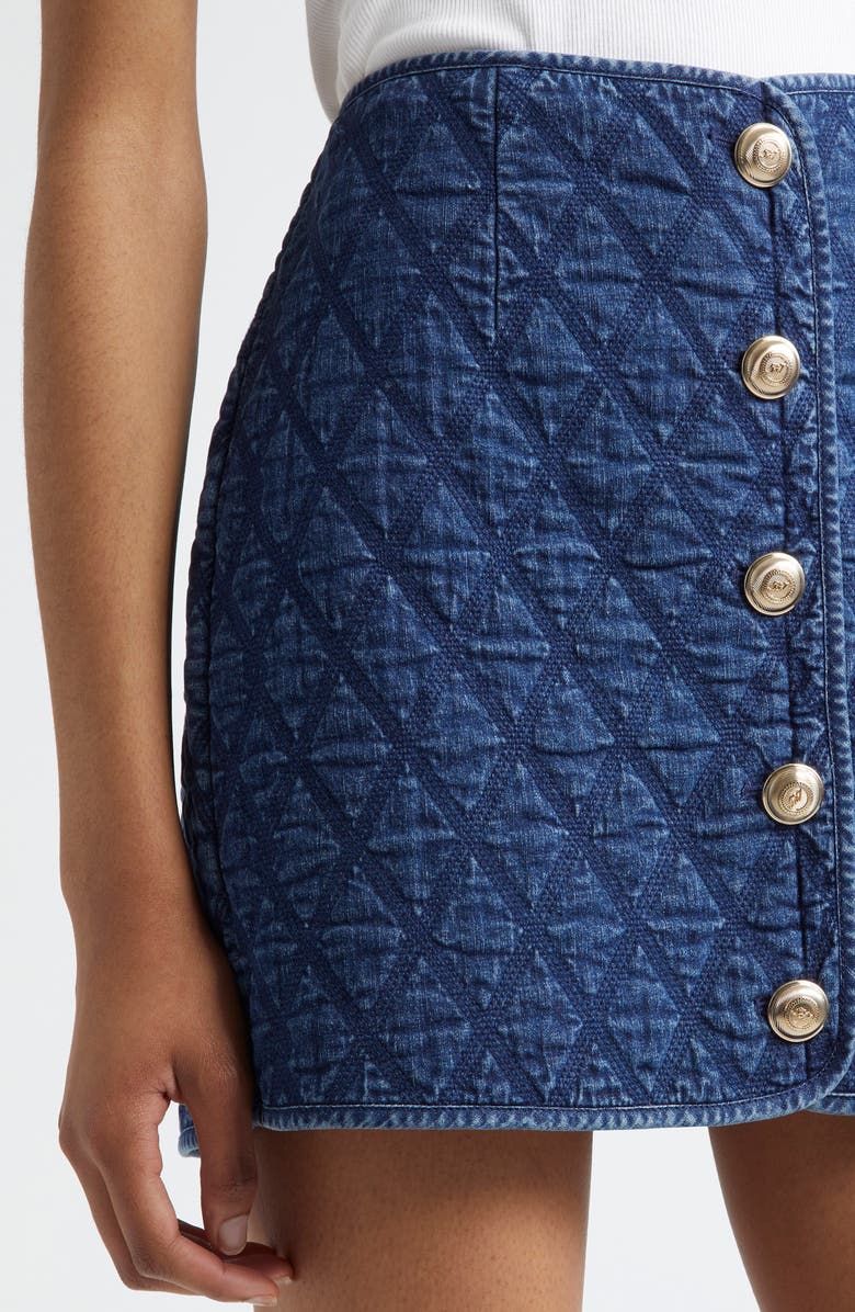 Cinq à Sept Gretchen Diamond Stitch Denim Miniskirt, Alternate, color, Medium Wash