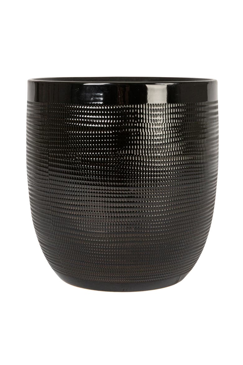 Textured Stoneware Planter, Black, Alternate, color, Black