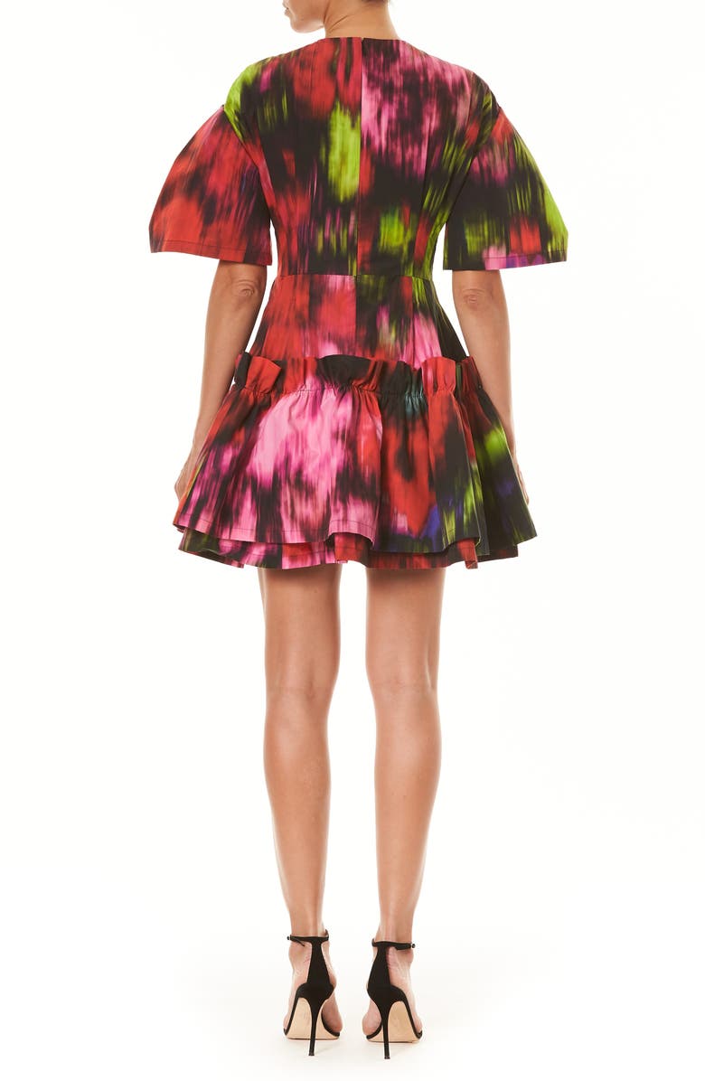 Carolina Herrera Floral Print Ruffle Hem Minidress, Alternate, color,