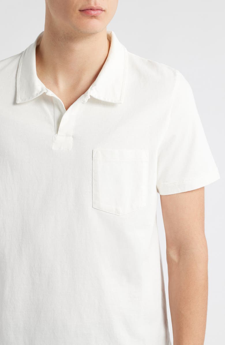 MERZ B SCHWANEN Classic Organic Cotton Jersey Polo with Pocket, Alternate, color, White