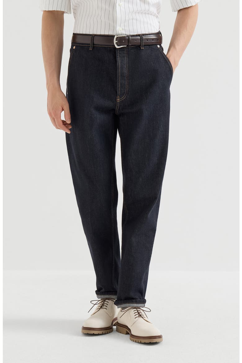 No-fade denim iconic fit trousers, Main, color, Dark Denim