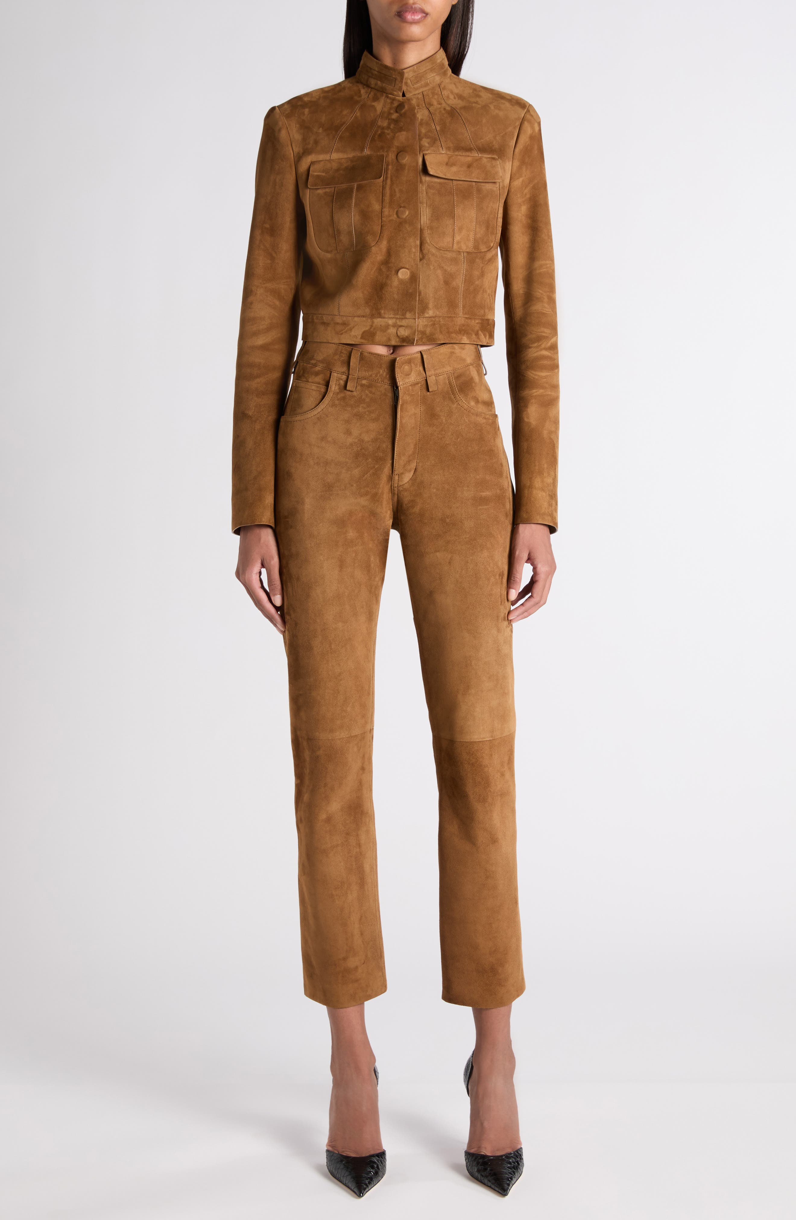 Crop Suede Officer Jacket - image 2