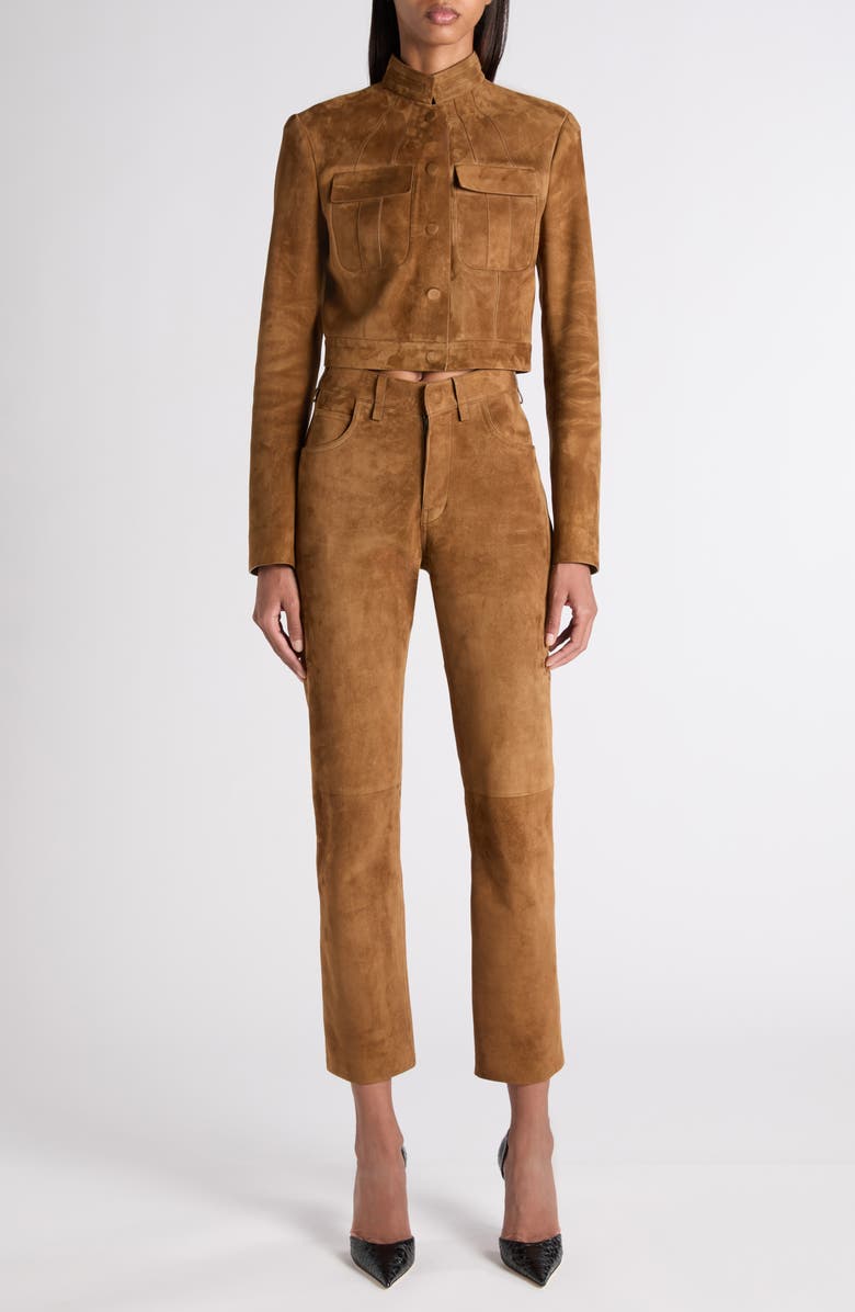 TOM FORD Five-Pocket Suede Straight Leg Pants, Alternate, color, Caramel