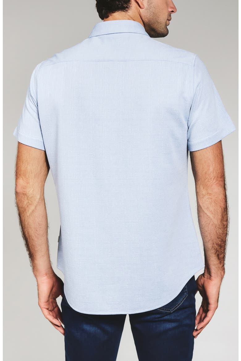 Camino Short Sleeve Knit Button-Up Shirt, Alternate, color, DUSTY BLUE