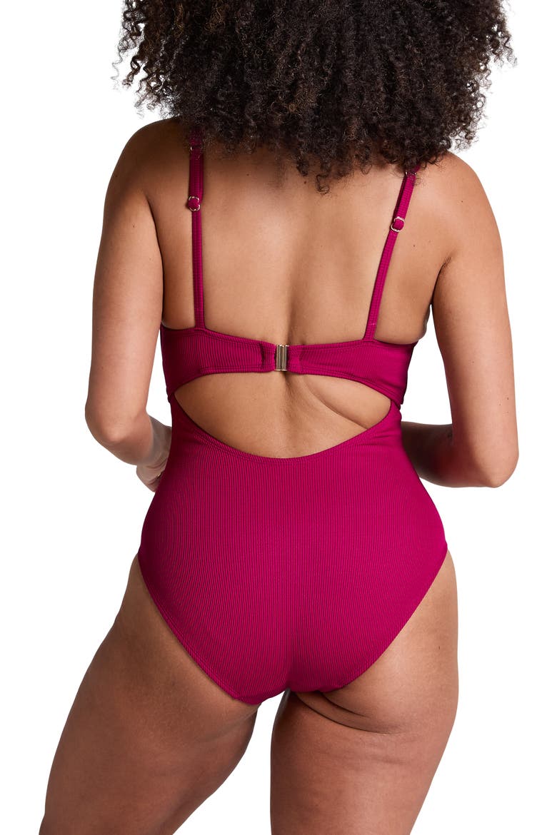 Crinkle Ring Bathingsuit, Alternate, color, Beaujolais